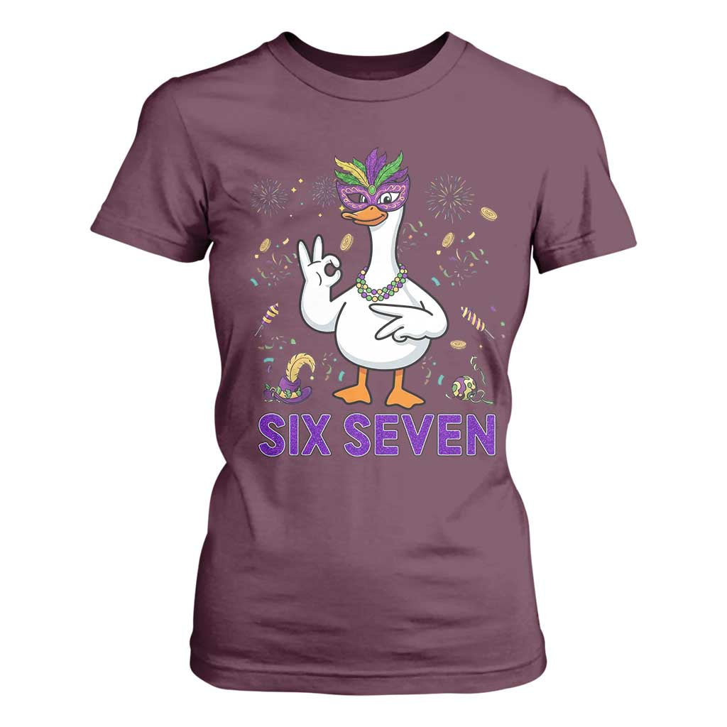 67 Mardi Gras T Shirt For Women Funny Goose Meme Carnival Trendy TS14 Maroon Print Your Wear
