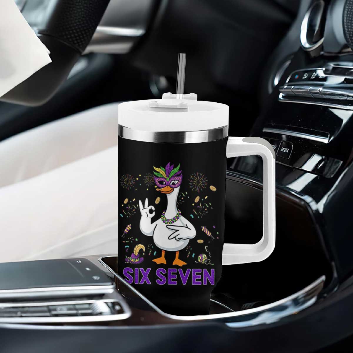 67 Mardi Gras Tumbler With Handle Funny Goose Meme Carnival Trendy TS14 Print Your Wear