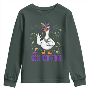 67 Mardi Gras Youth Sweatshirt Funny Goose Meme Carnival Trendy TS14 Dark Forest Green Print Your Wear