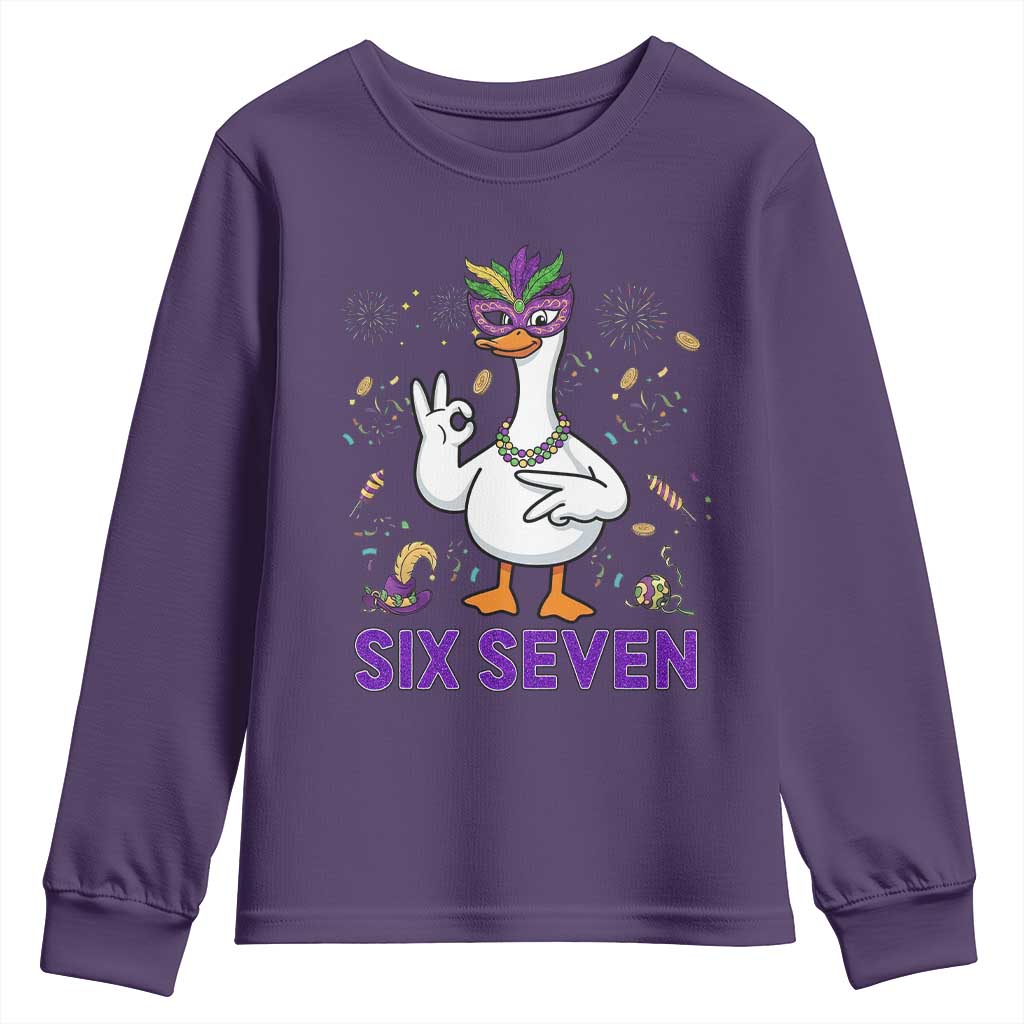 67 Mardi Gras Youth Sweatshirt Funny Goose Meme Carnival Trendy TS14 Purple Print Your Wear