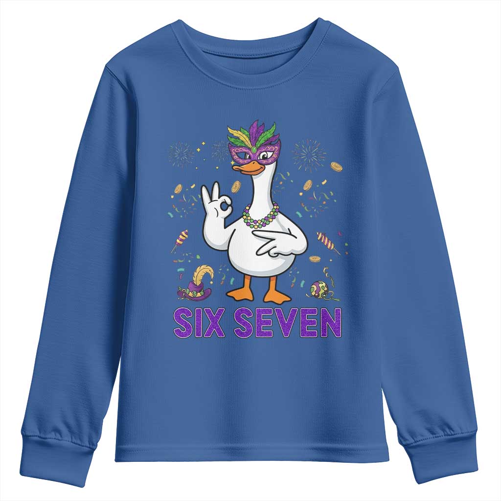 67 Mardi Gras Youth Sweatshirt Funny Goose Meme Carnival Trendy TS14 Royal Blue Print Your Wear
