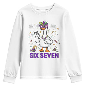 67 Mardi Gras Youth Sweatshirt Funny Goose Meme Carnival Trendy TS14 White Print Your Wear