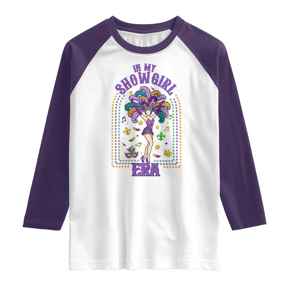 Mardi Gras Queen Raglan Shirt In My Showgirl Era TS14 White Purple Print Your Wear