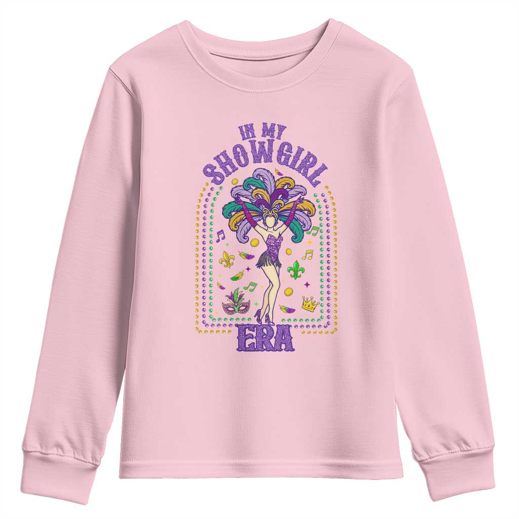 Mardi Gras Queen Youth Sweatshirt In My Showgirl Era TS14 Light Pink Print Your Wear