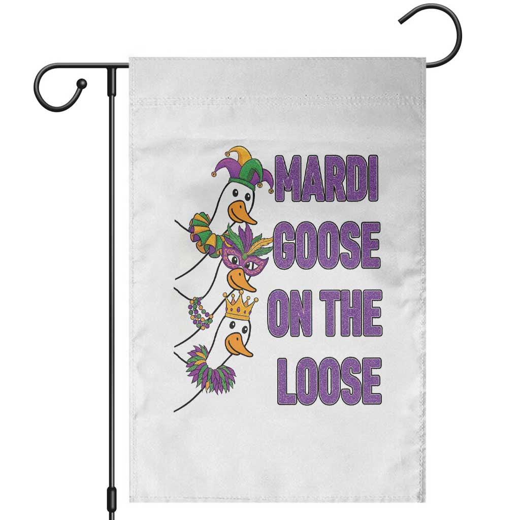 Funny Mardi Gras Garden Flag - Louisiana Carnival Silly Goose Festival Humor TS14 White Print Your Wear