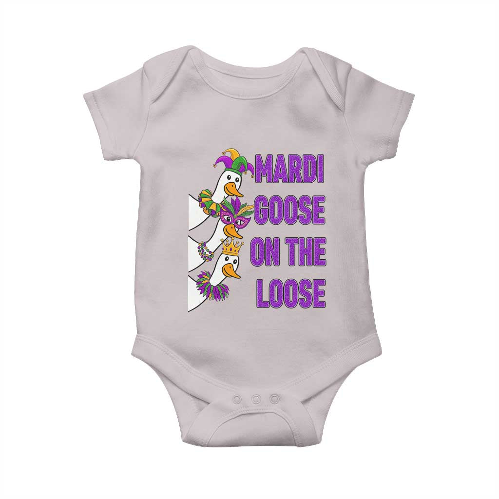 Funny Mardi Gras Baby Onesie Louisiana Carnival Silly Goose Festival TS14 Ice Gray Print Your Wear