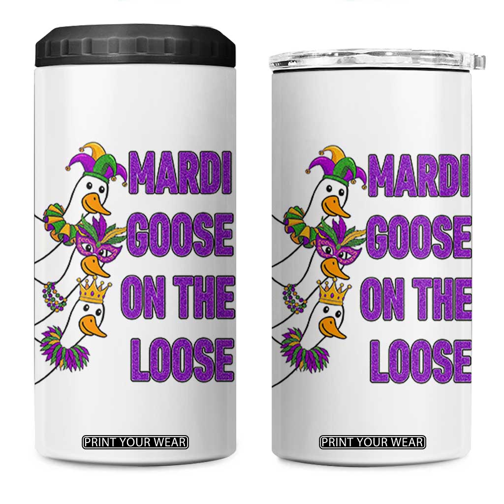 Funny Mardi Gras 4 in 1 Can Cooler Tumbler Louisiana Carnival Silly Goose Festival TS14 One Size: 16 oz White Print Your Wear