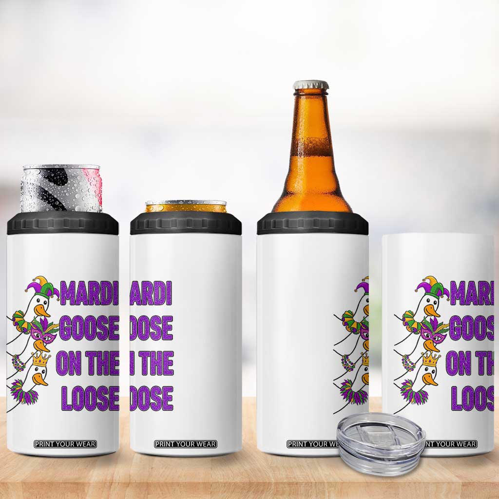 Funny Mardi Gras 4 in 1 Can Cooler Tumbler Louisiana Carnival Silly Goose Festival TS14 Print Your Wear