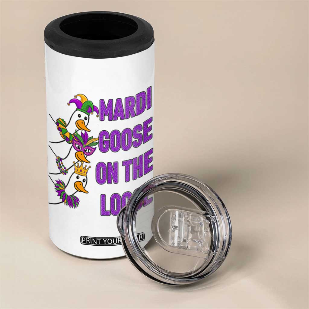 Funny Mardi Gras 4 in 1 Can Cooler Tumbler Louisiana Carnival Silly Goose Festival TS14 Print Your Wear