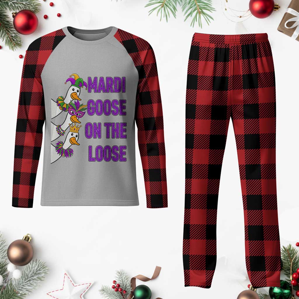 Funny Mardi Gras Plaid Pajama Set Louisiana Carnival Silly Goose Festival TS14 Buffalo Plaid Print Your Wear