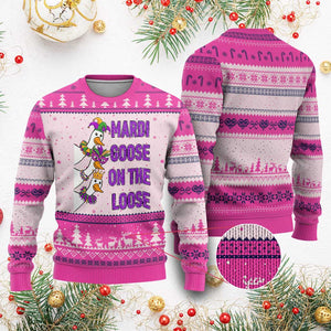 Funny Mardi Gras Ugly Christmas Sweater Louisiana Carnival Silly Goose Festival TS14 Hot Pink Print Your Wear