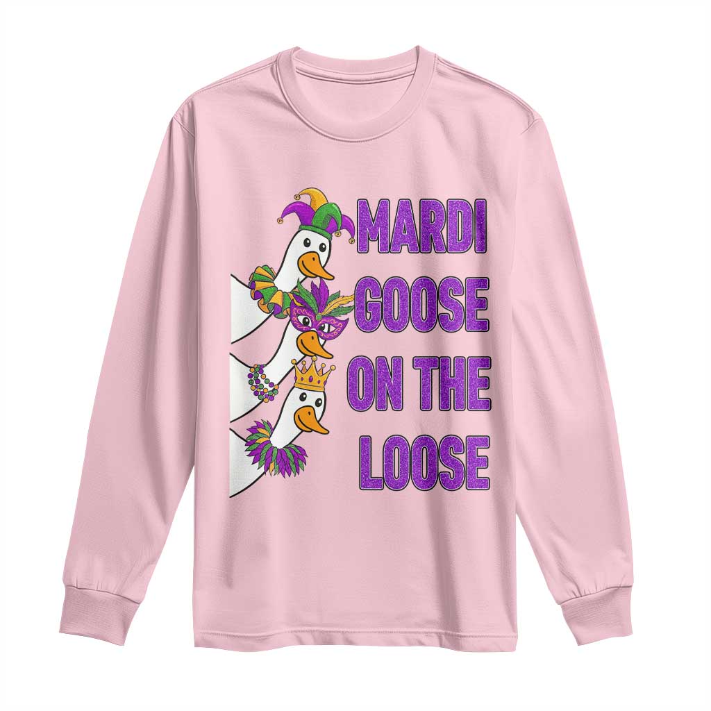Funny Mardi Gras Long Sleeve Shirt Louisiana Carnival Silly Goose Festival TS14 Light Pink Print Your Wear
