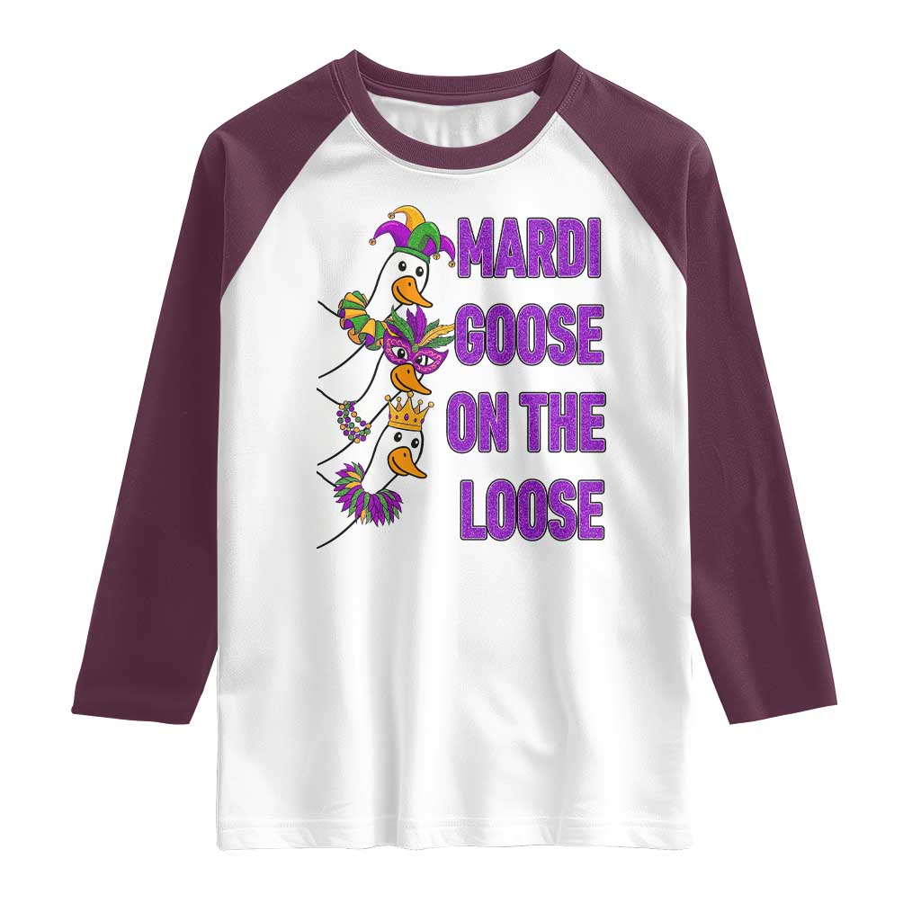 Funny Mardi Gras Raglan Shirt Louisiana Carnival Silly Goose Festival TS14 White Maroon Print Your Wear