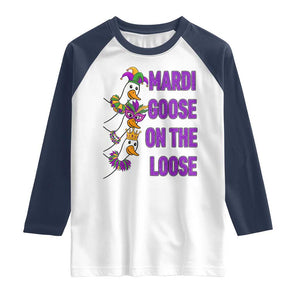 Funny Mardi Gras Raglan Shirt Louisiana Carnival Silly Goose Festival TS14 White Navy Print Your Wear