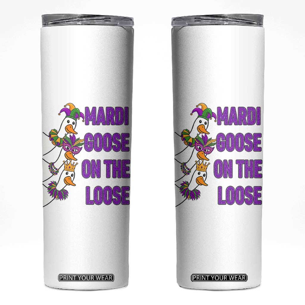 Funny Mardi Gras Skinny Tumbler Louisiana Carnival Silly Goose Festival TS14 White Print Your Wear