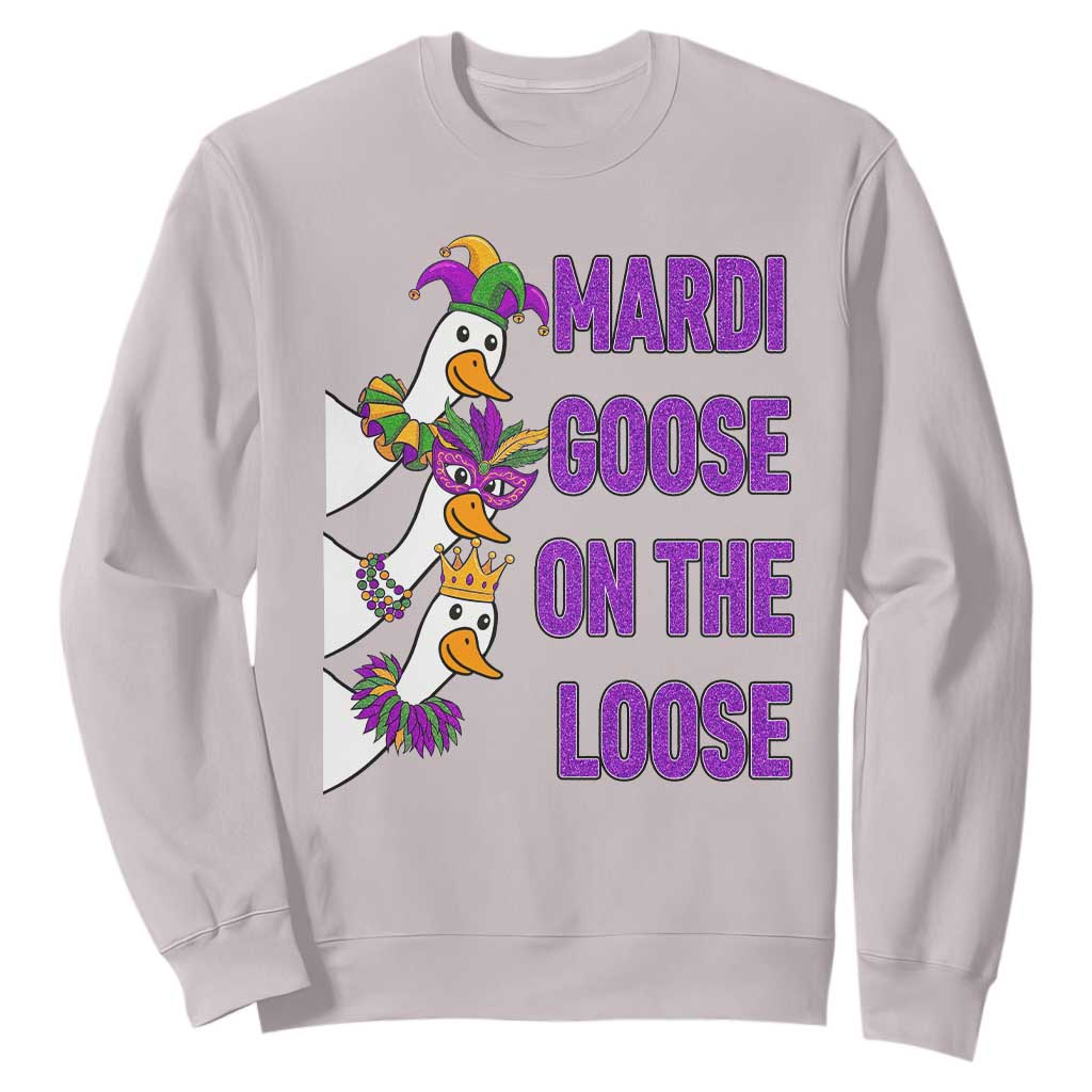 Funny Mardi Gras Sweatshirt Louisiana Carnival Silly Goose Festival TS14 Ice Gray Print Your Wear