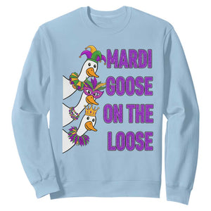 Funny Mardi Gras Sweatshirt Louisiana Carnival Silly Goose Festival TS14 Light Blue Print Your Wear