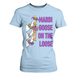 Funny Mardi Gras T Shirt For Women Louisiana Carnival Silly Goose Festival TS14 Light Blue Print Your Wear