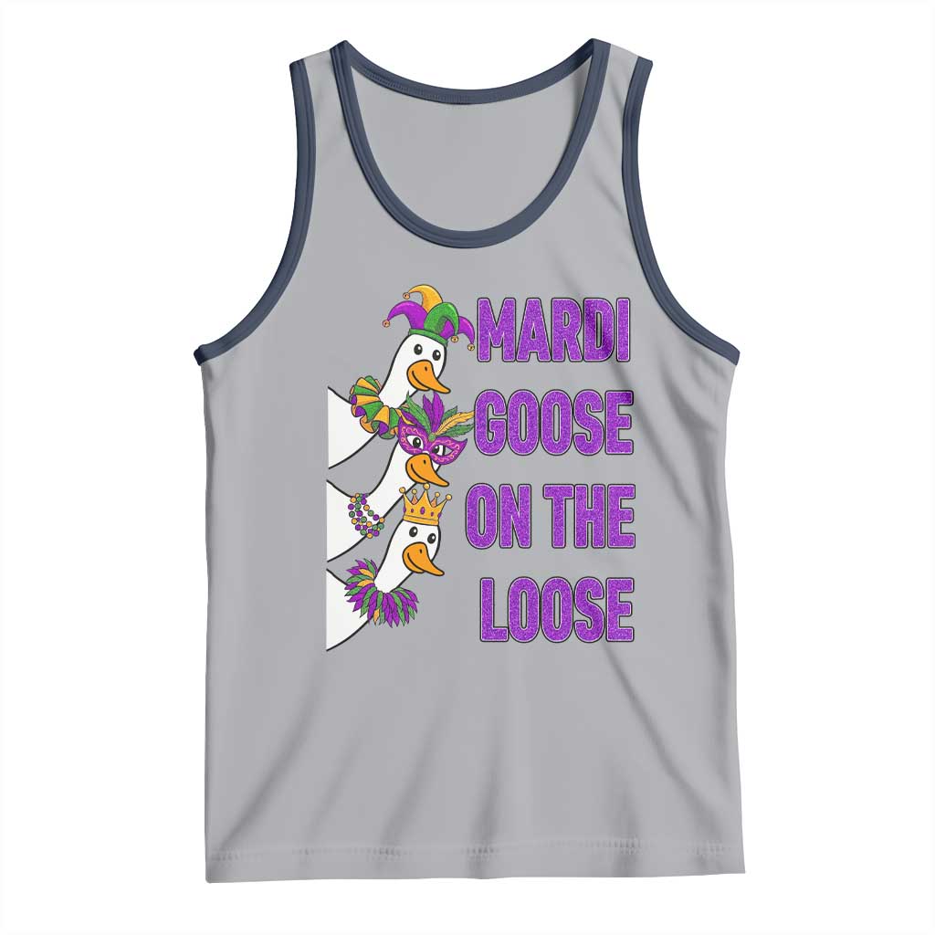 Funny Mardi Gras Tank Top Louisiana Carnival Silly Goose Festival TS14 Athletic Heather Navy Print Your Wear