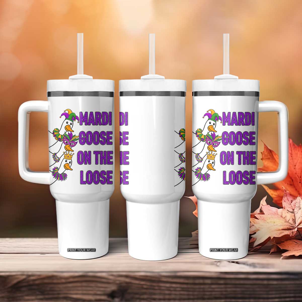 Funny Mardi Gras Tumbler With Handle Louisiana Carnival Silly Goose Festival TS14 Print Your Wear