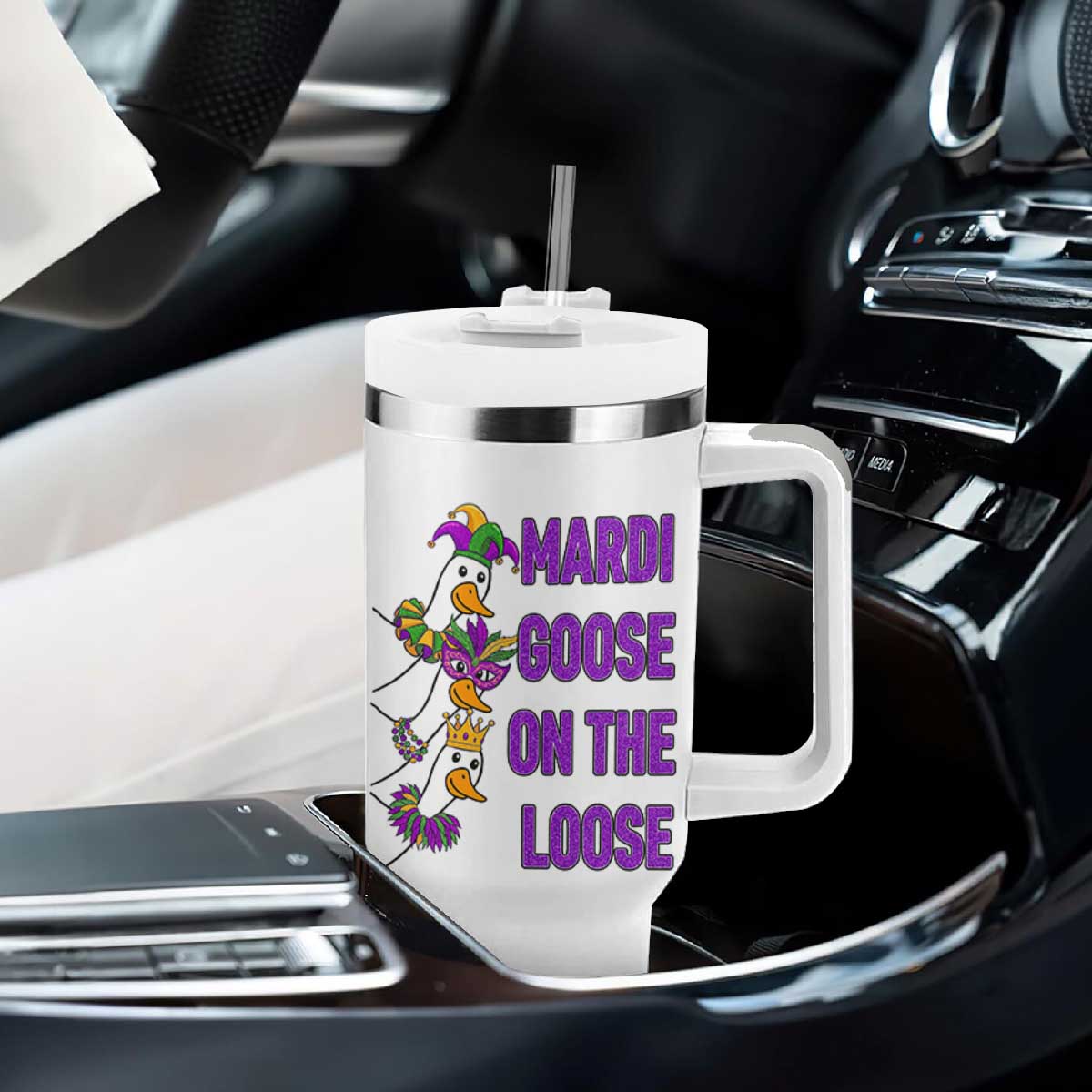 Funny Mardi Gras Tumbler With Handle Louisiana Carnival Silly Goose Festival TS14 Print Your Wear