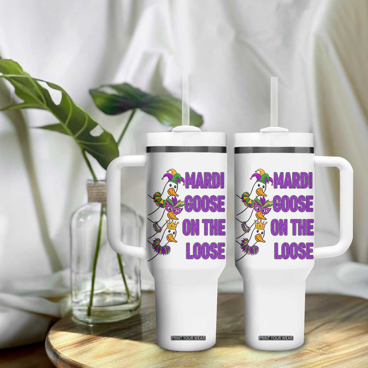 Funny Mardi Gras Tumbler With Handle Louisiana Carnival Silly Goose Festival TS14 Print Your Wear