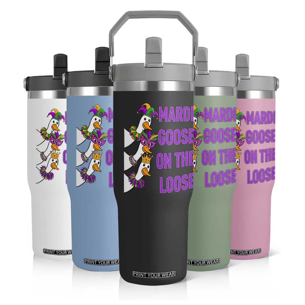 Funny Mardi Gras Flip Straw Tumbler Louisiana Carnival Silly Goose Festival TS14 Print Your Wear