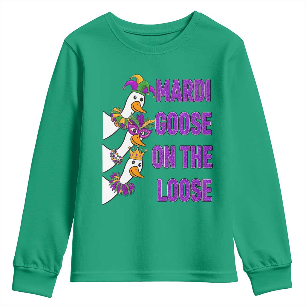 Funny Mardi Gras Youth Sweatshirt Louisiana Carnival Silly Goose Festival TS14 Irish Green Print Your Wear