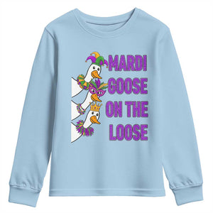 Funny Mardi Gras Youth Sweatshirt Louisiana Carnival Silly Goose Festival TS14 Light Blue Print Your Wear