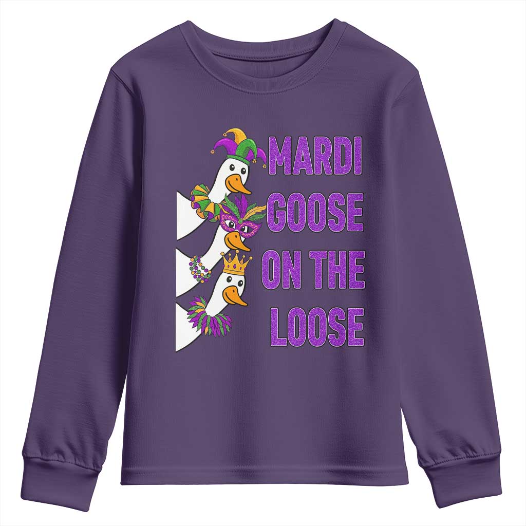 Funny Mardi Gras Youth Sweatshirt Louisiana Carnival Silly Goose Festival TS14 Purple Print Your Wear