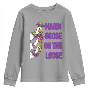 Funny Mardi Gras Youth Sweatshirt Louisiana Carnival Silly Goose Festival TS14 Sport Gray Print Your Wear