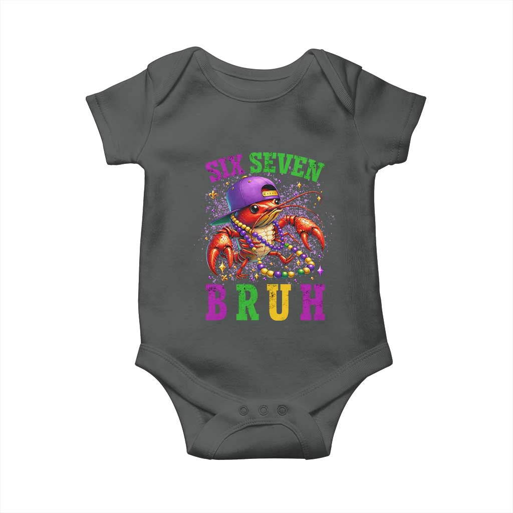 67 Mardi Gras Baby Onesie Funny Crawfish Six Seven Bruh Meme TS14 Dark Heather Print Your Wear