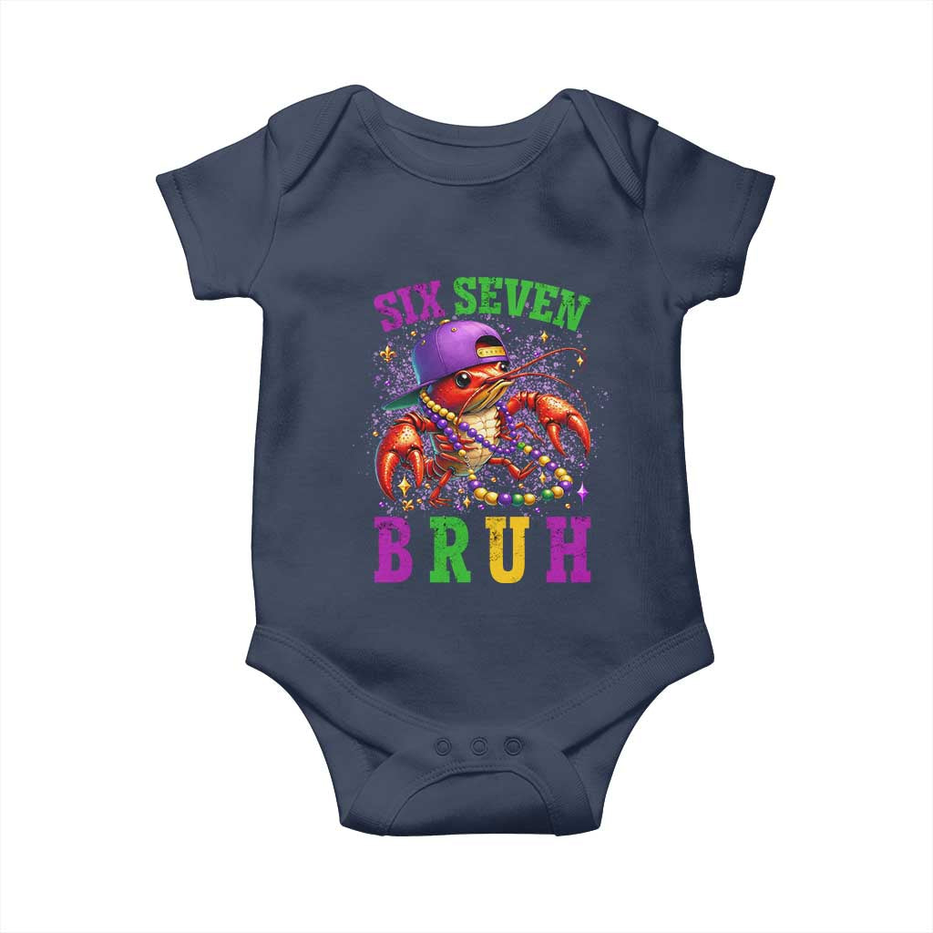 67 Mardi Gras Baby Onesie Funny Crawfish Six Seven Bruh Meme TS14 Navy Print Your Wear