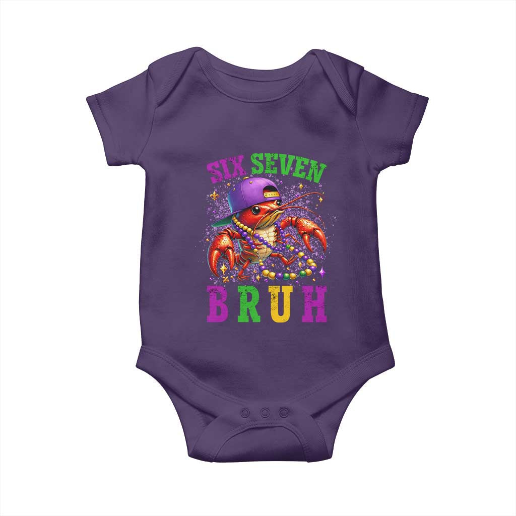 67 Mardi Gras Baby Onesie Funny Crawfish Six Seven Bruh Meme TS14 Purple Print Your Wear