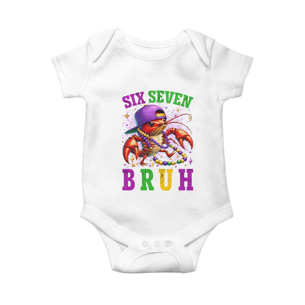67 Mardi Gras Baby Onesie Funny Crawfish Six Seven Bruh Meme TS14 White Print Your Wear