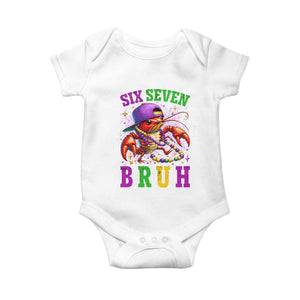 67 Mardi Gras Baby Onesie Funny Crawfish Six Seven Bruh Meme TS14 White Print Your Wear