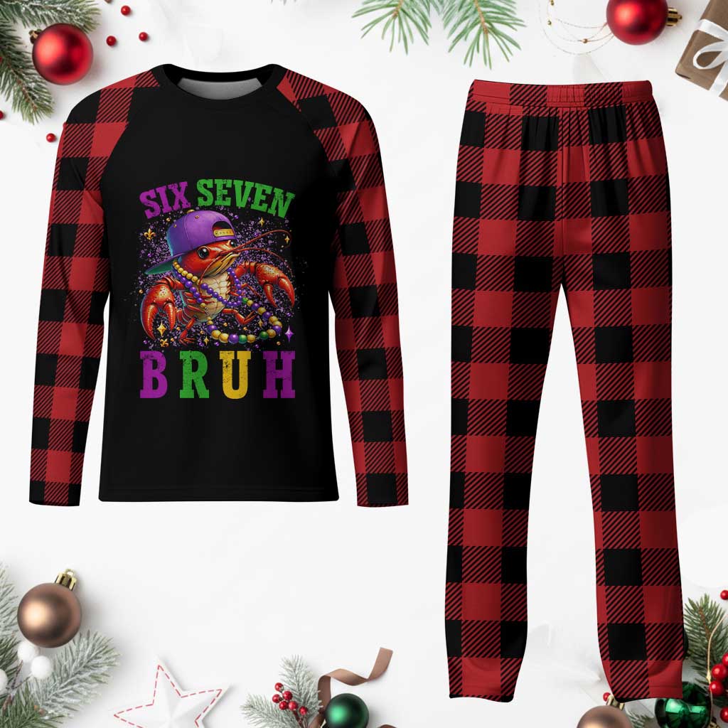 67 Mardi Gras Plaid Pajama Set Funny Crawfish Six Seven Bruh Meme TS14 Buffalo Plaid Print Your Wear