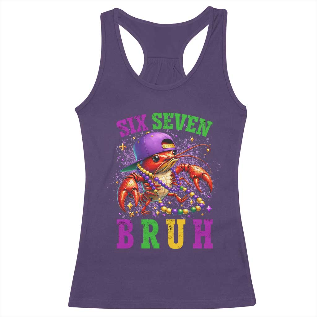 67 Mardi Gras Racerback Tank Top Funny Crawfish Six Seven Bruh Meme TS14 Purple Print Your Wear