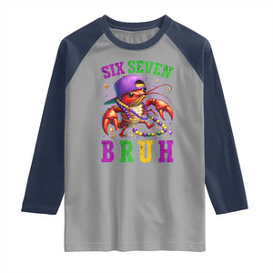 67 Mardi Gras Raglan Shirt Funny Crawfish Six Seven Bruh Meme TS14 Sport Gray Navy Print Your Wear