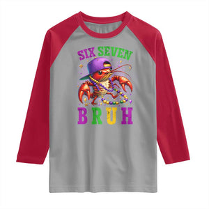 67 Mardi Gras Raglan Shirt Funny Crawfish Six Seven Bruh Meme TS14 Sport Gray Red Print Your Wear