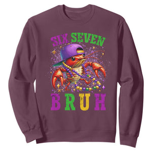 67 Mardi Gras Sweatshirt Funny Crawfish Six Seven Bruh Meme TS14 Maroon Print Your Wear