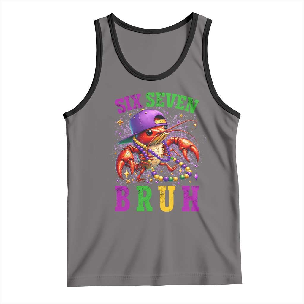 67 Mardi Gras Tank Top Funny Crawfish Six Seven Bruh Meme TS14 Deep Heather Black Print Your Wear