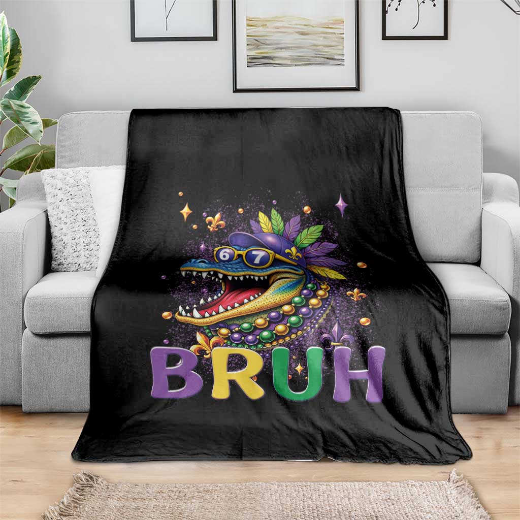 67 Mardi Gras Throw Blanket Funny Alligator Six Seven Bruh Meme TS14 Print Your Wear