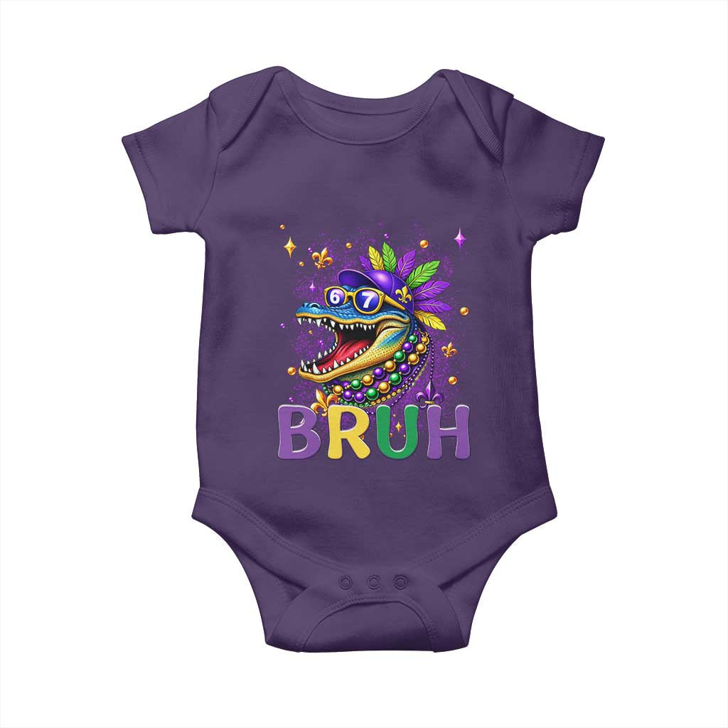 67 Mardi Gras Baby Onesie Funny Alligator Six Seven Bruh Meme TS14 Purple Print Your Wear