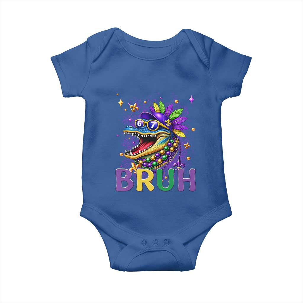 67 Mardi Gras Baby Onesie Funny Alligator Six Seven Bruh Meme TS14 Royal Blue Print Your Wear
