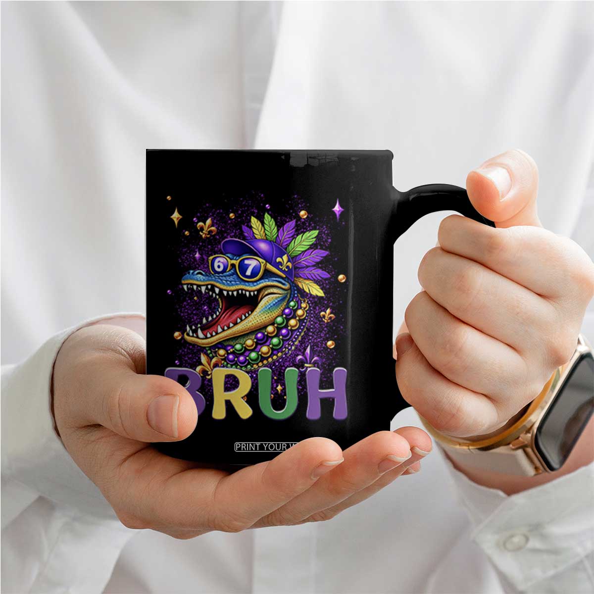 67 Mardi Gras Coffee Mug Funny Alligator Six Seven Bruh Meme TS14 Print Your Wear