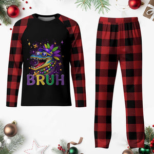 67 Mardi Gras Plaid Pajama Set Funny Alligator Six Seven Bruh Meme TS14 Buffalo Plaid Print Your Wear