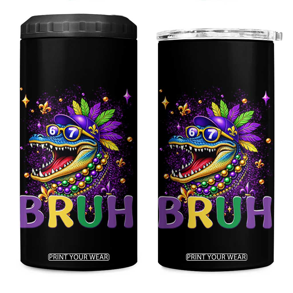 67 Mardi Gras 4 in 1 Can Cooler Tumbler Funny Alligator Six Seven Bruh Meme TS14 One Size: 16 oz Black Print Your Wear