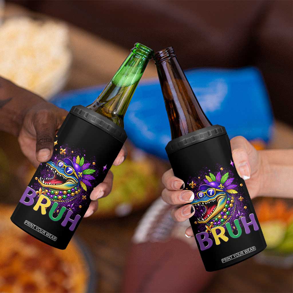 67 Mardi Gras 4 in 1 Can Cooler Tumbler Funny Alligator Six Seven Bruh Meme TS14 Print Your Wear