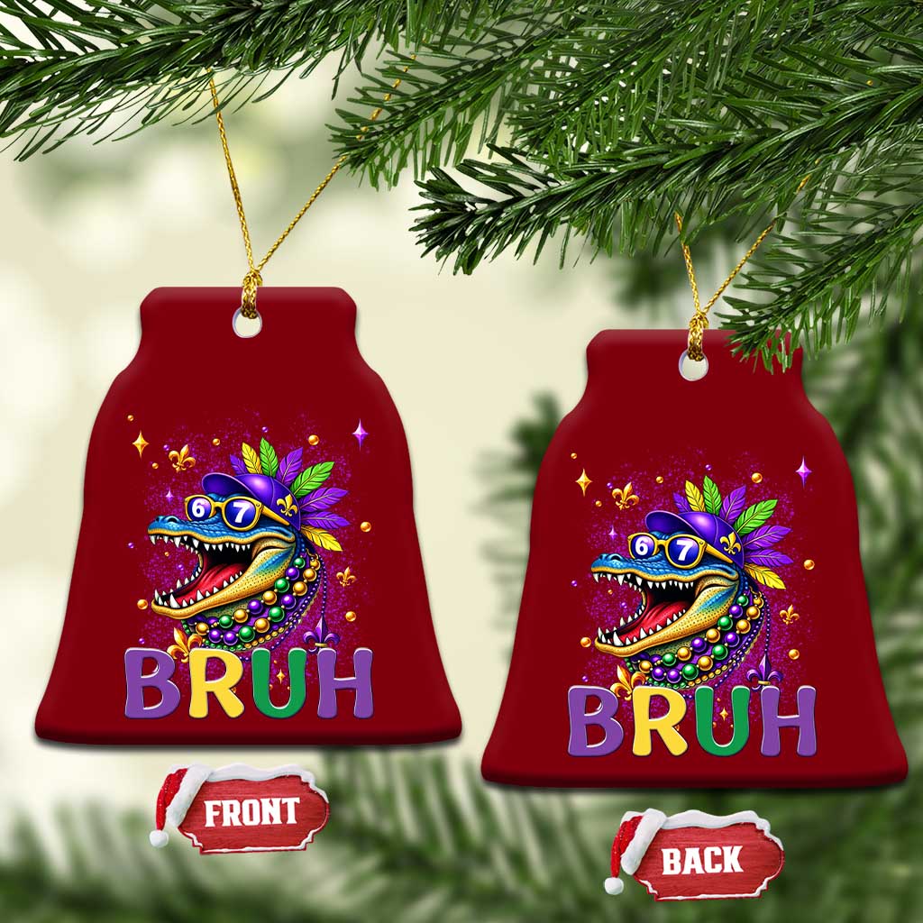 67 Mardi Gras Ceramic Ornament Funny Alligator Six Seven Bruh Meme TS14 Print Your Wear